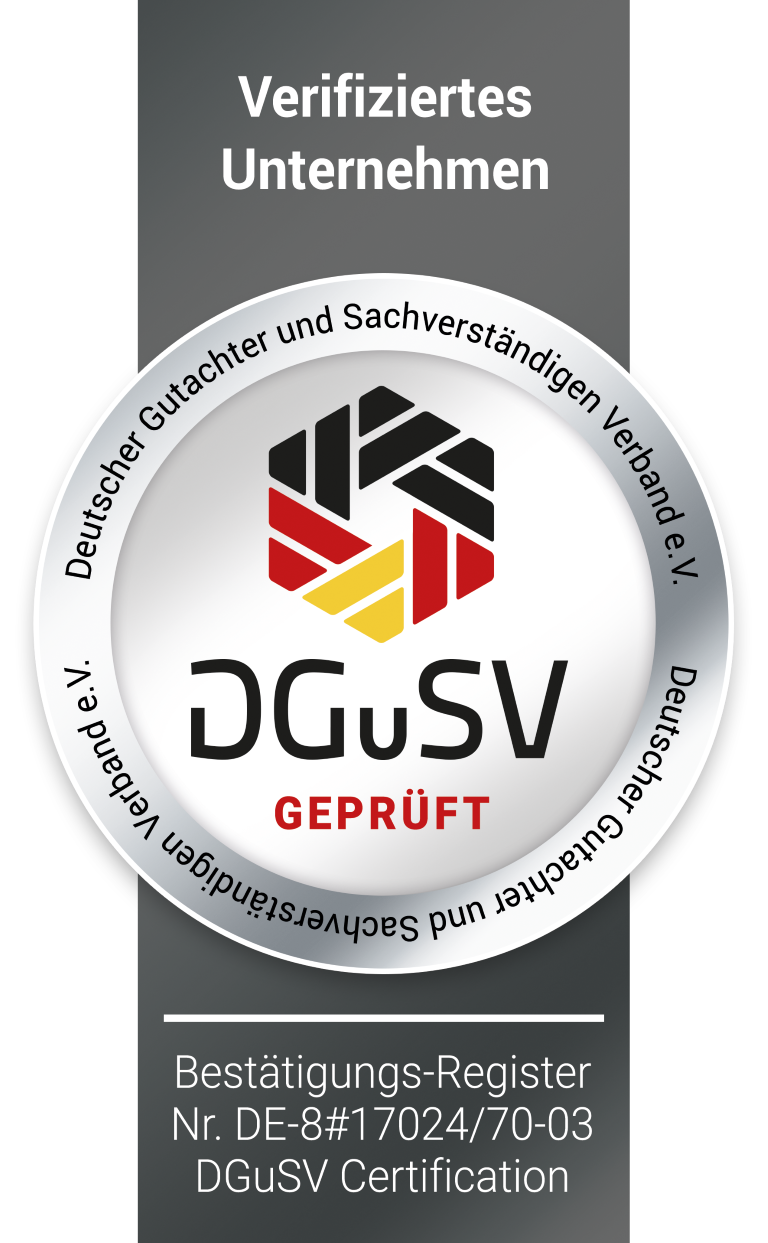 DGuSV Siegel - Verifiziertes Unternehmen, Register-Nr. DE-8#17024/70-03