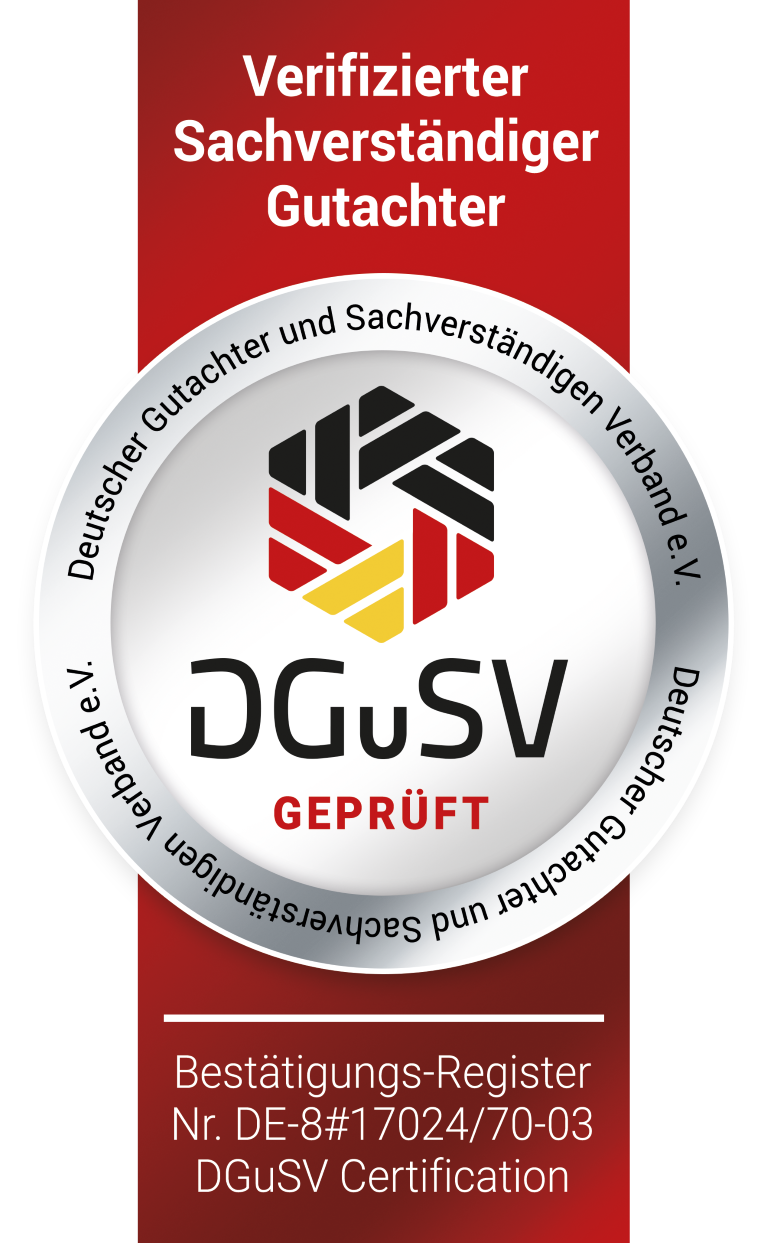 DGuSV Siegel - Verifizierter Sachverständiger Gutachter, Register-Nr. DE-8#17024/70-03